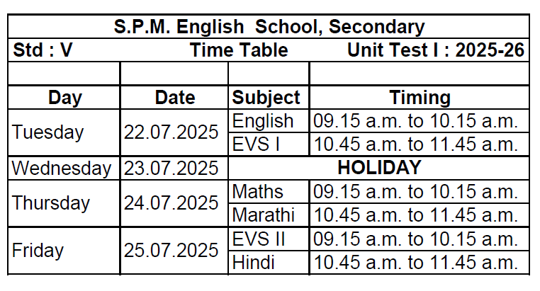 5th timetable 